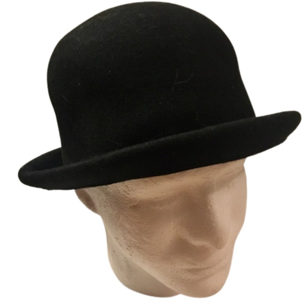 Derby Bowler Hat DA ME Vintage 80s 90s Black Wool Made in Italy Unisex